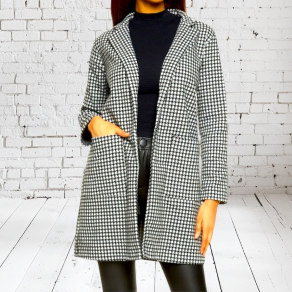NWT Shinestar Houndstooth Open Front
Longline Blazer Jacket XL